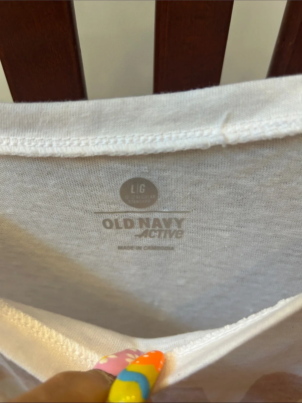 Old Navy White Long Sleeve Tee with 'FEARLESS' Sunset Lettering